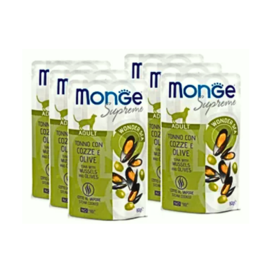 Monge Supreme Gato Adulto – Atún con Mejillones y Aceitunas