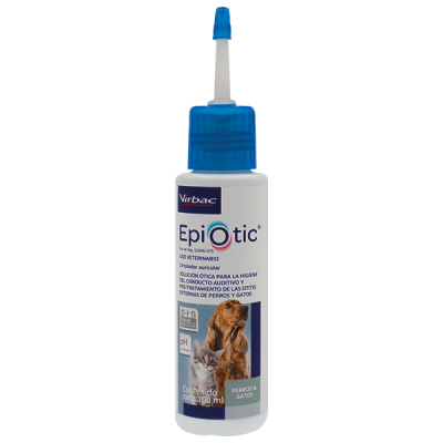 Epiotic Limpiador Otico Limpia, desodoriza y protege los oídos de perros y gatos, elimina cerumen, previene infecciones y controla el mal olor sin irritar