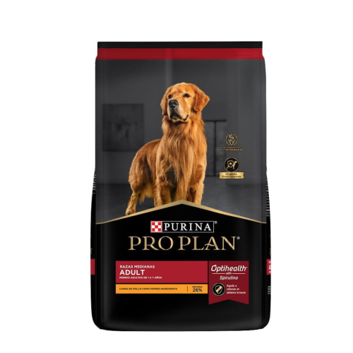 Proplan adul perro mediano Proplan Adulto Razas Medianas con Optihealth: nutrición avanzada para perros activos y saludables de 1 a 7 años.