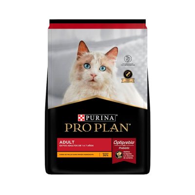 Gato Adulto Pro Plan con OptiPrebio mejora digestión y fortalece su sistema inmune. Nutrición avanzada para gatos adultos