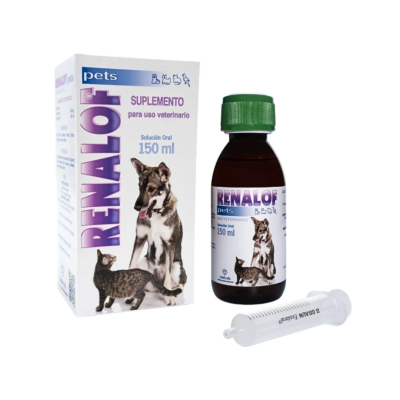 Renalof Suplemento Nutricional para perros y gatos que apoya la función renal y urinaria. Ideal como coadyuvante en tratamientos de enfermedad renal.