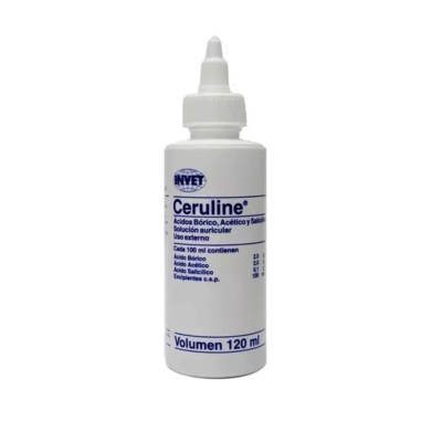 Ceruline limpiador de oidos para perros y gatos – remueve cerumen, controla olores y mantiene los oídos limpios y secos.